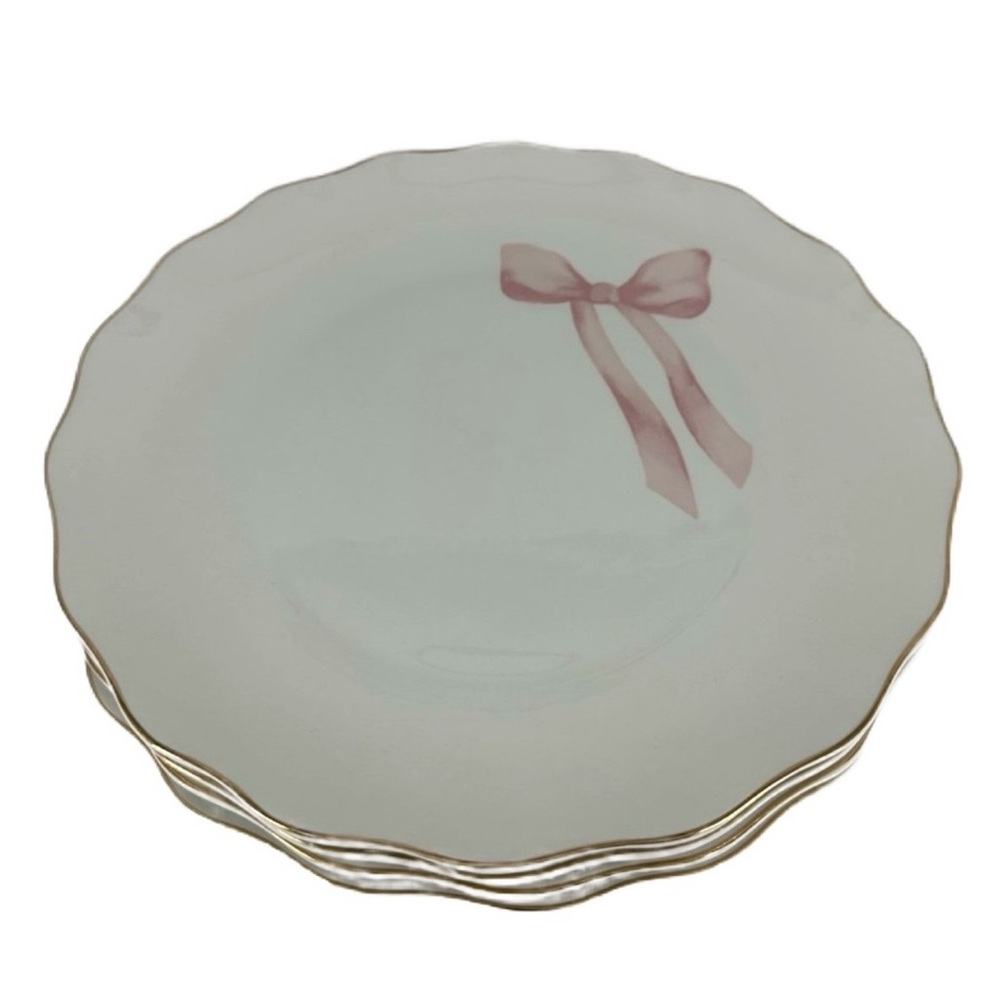 Viral Pink Bow Ribbon 🎀 Dinner Plates Set of 4